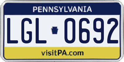 PA license plate LGL0692