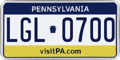 PA license plate LGL0700