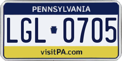 PA license plate LGL0705