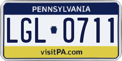 PA license plate LGL0711