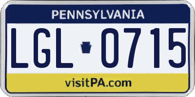 PA license plate LGL0715