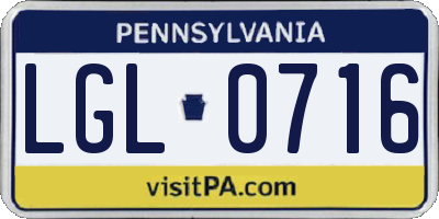 PA license plate LGL0716