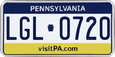 PA license plate LGL0720