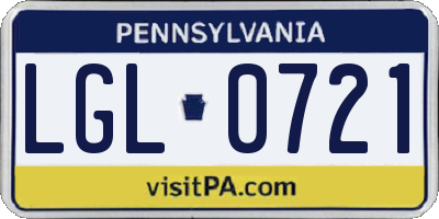 PA license plate LGL0721