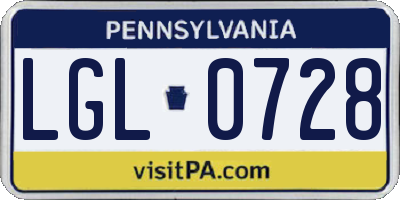 PA license plate LGL0728