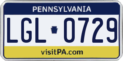 PA license plate LGL0729
