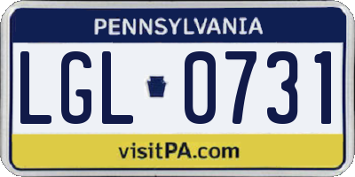 PA license plate LGL0731
