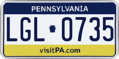 PA license plate LGL0735
