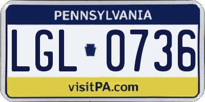PA license plate LGL0736