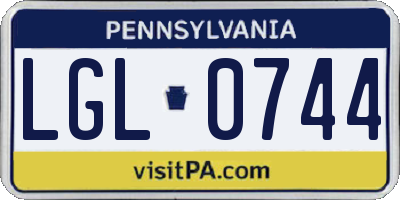 PA license plate LGL0744