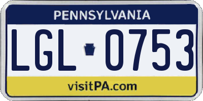 PA license plate LGL0753