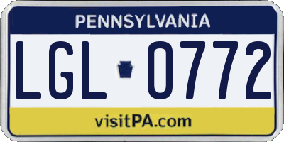 PA license plate LGL0772