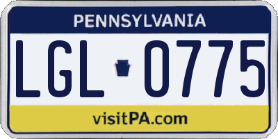 PA license plate LGL0775