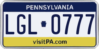 PA license plate LGL0777
