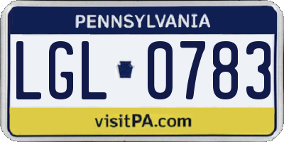 PA license plate LGL0783