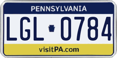 PA license plate LGL0784