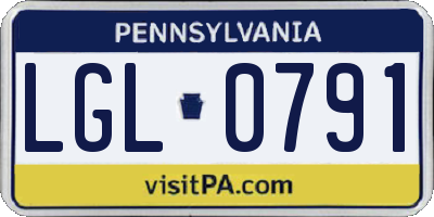PA license plate LGL0791