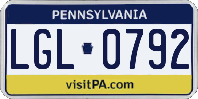 PA license plate LGL0792