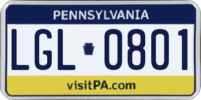 PA license plate LGL0801
