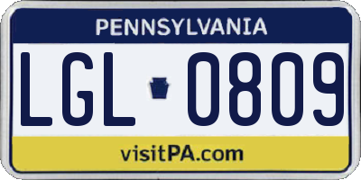 PA license plate LGL0809