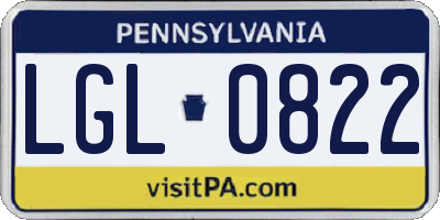 PA license plate LGL0822