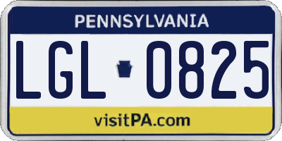 PA license plate LGL0825