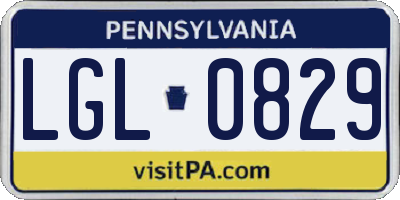 PA license plate LGL0829