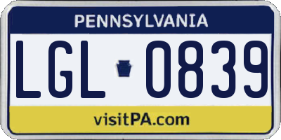 PA license plate LGL0839