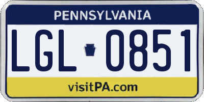 PA license plate LGL0851