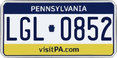 PA license plate LGL0852