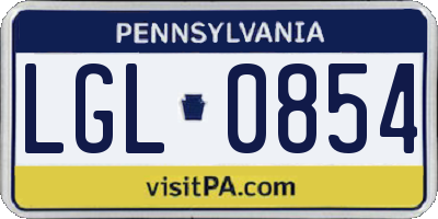 PA license plate LGL0854
