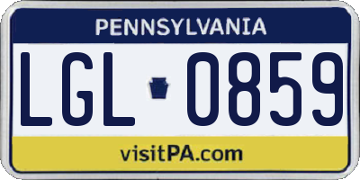 PA license plate LGL0859