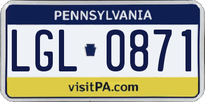 PA license plate LGL0871