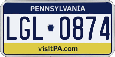 PA license plate LGL0874