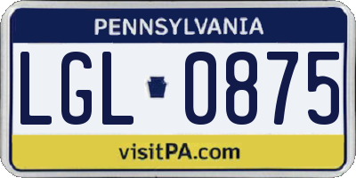 PA license plate LGL0875