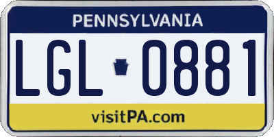 PA license plate LGL0881