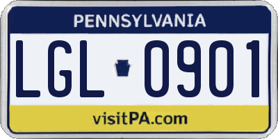 PA license plate LGL0901