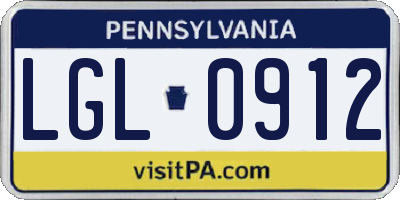 PA license plate LGL0912