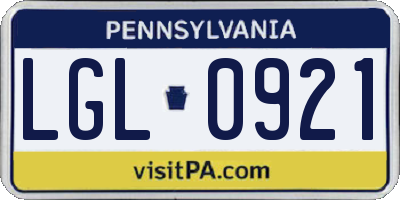 PA license plate LGL0921