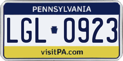 PA license plate LGL0923
