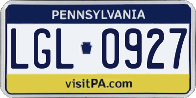 PA license plate LGL0927
