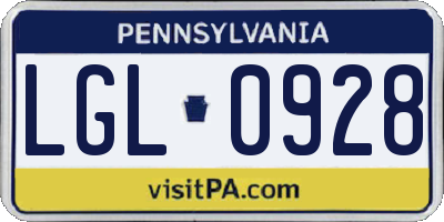 PA license plate LGL0928