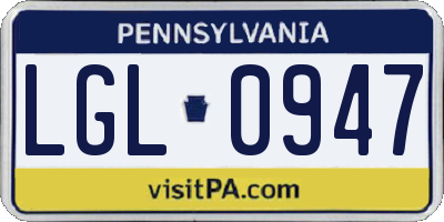 PA license plate LGL0947