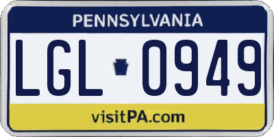 PA license plate LGL0949
