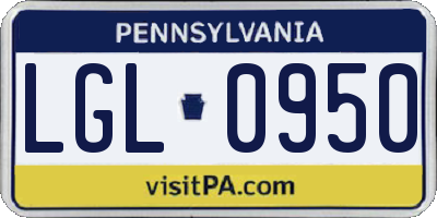 PA license plate LGL0950