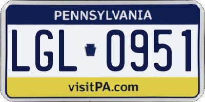 PA license plate LGL0951