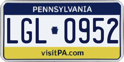 PA license plate LGL0952