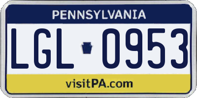 PA license plate LGL0953