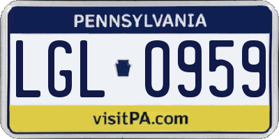 PA license plate LGL0959
