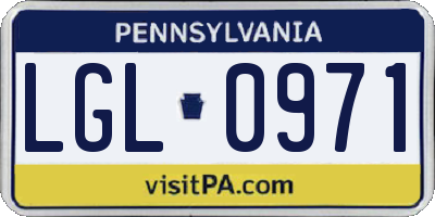 PA license plate LGL0971